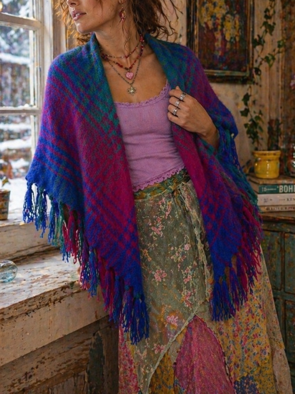 Glentana Mohair Pile Shawl Wrap Scarf Made in Australia - grandma, artsy, winter - Picture 3 of 10